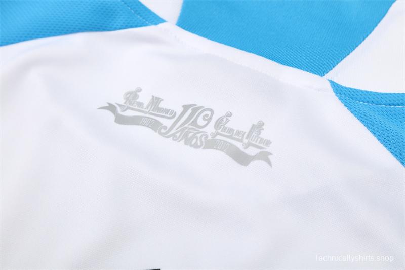 Retro 12/13 Real Madrid White/Blue Half Zipper Jacket+Long Pants