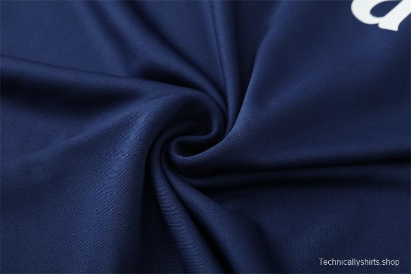 Retro 16/17 Real Madrid Royal Blue Half Zipper Jacket+Long Pants