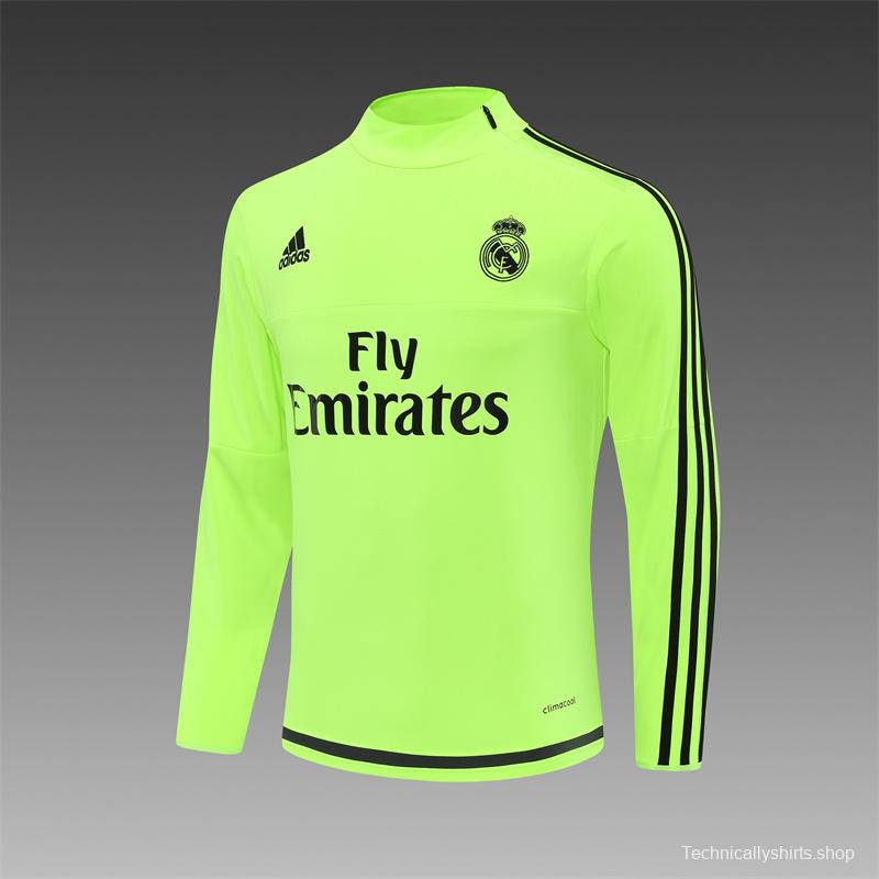 Retro 15/16 Real Madrid Fluorescent Green Half Zipper Jacket