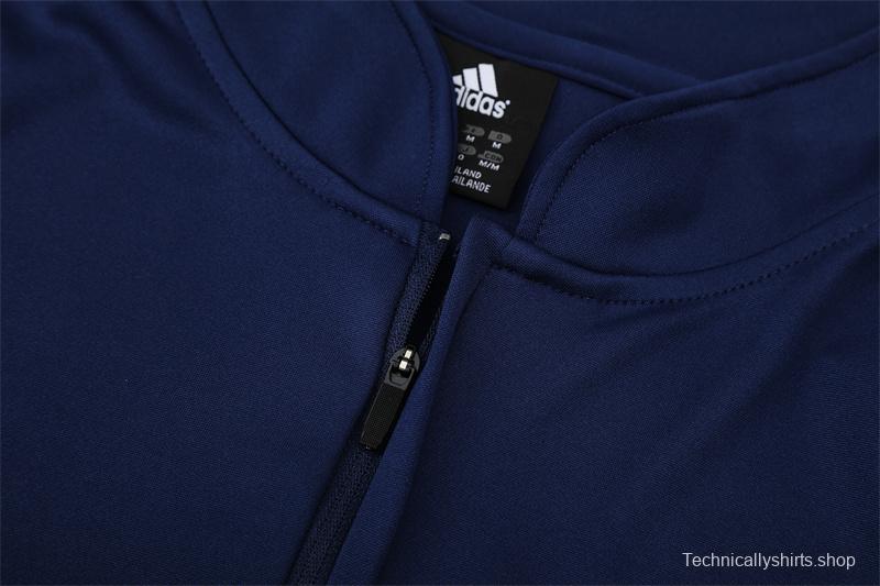 Retro 03/04 Real Madrid Royal Blue Half Zipper Jacket+Long Pants