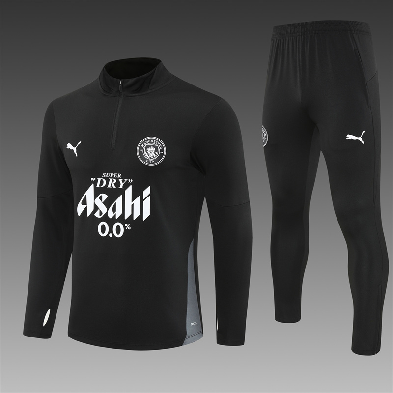 25/26 Manchester City Black Half Zipper Jacket+Long Pants
