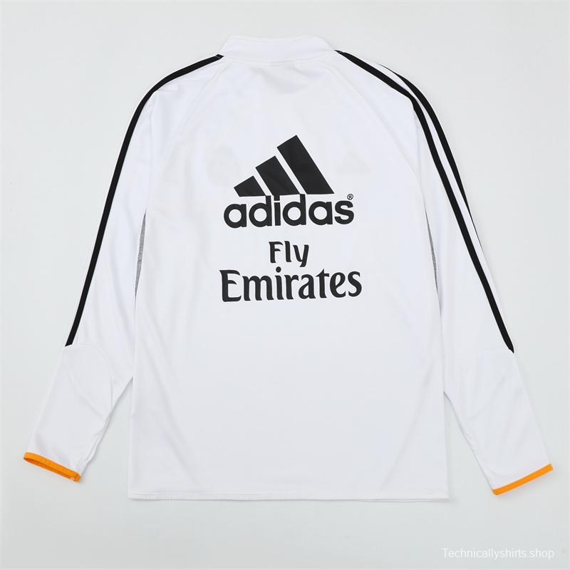 Retro 13/14 Real Madrid White Half Zipper Jacket