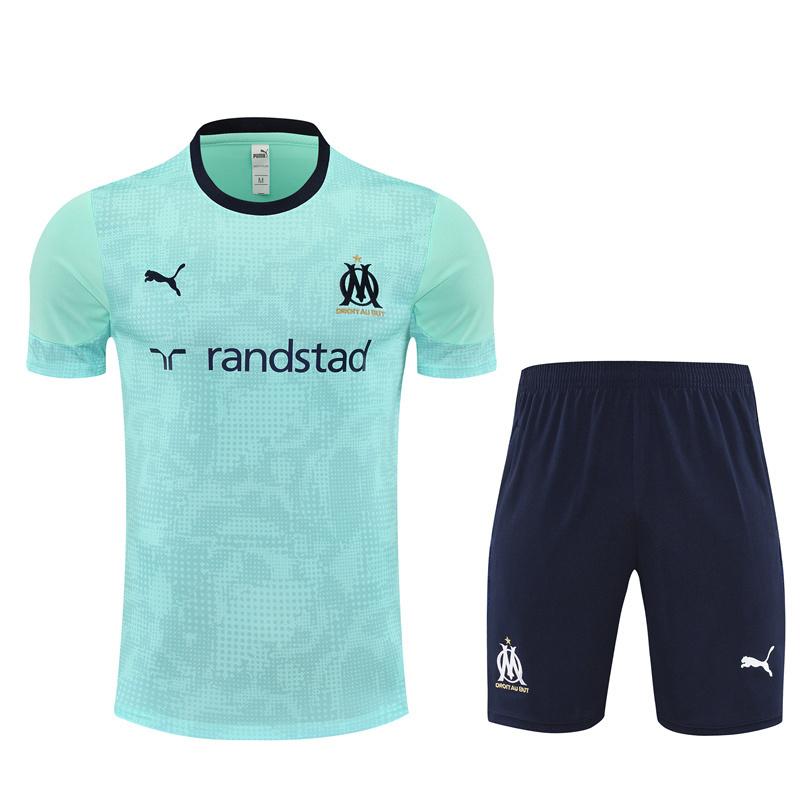 25/26 Olympique de Marseille Lake Blue Camouflage with XS Short Sleeve+Soccer Shorts