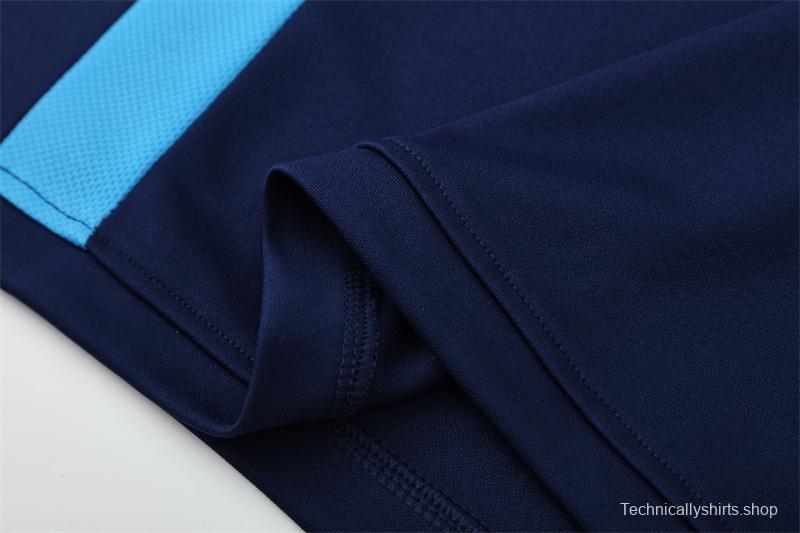 Retro 03/04 Real Madrid Royal Blue Half Zipper Jacket+Long Pants