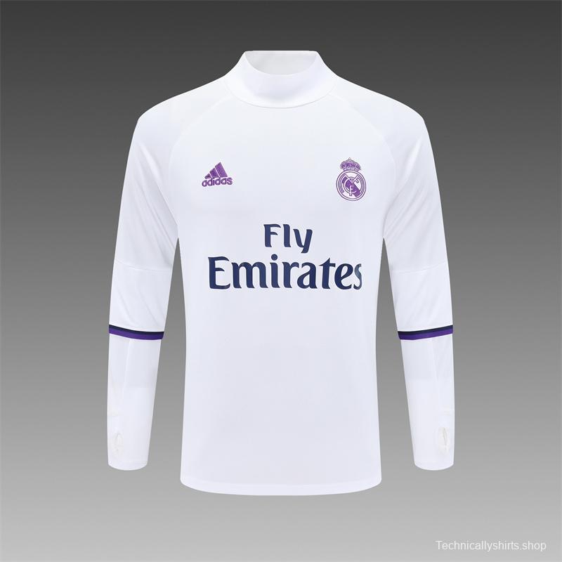 Retro 16/17 Real Madrid White Half Zipper Jacket