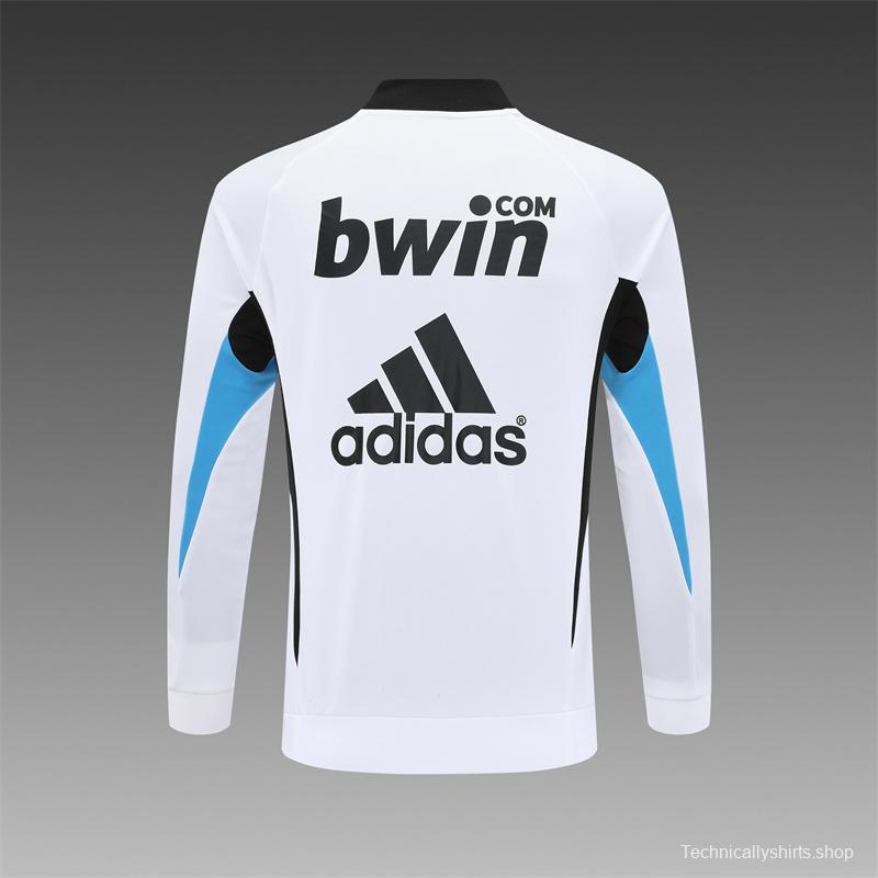 Retro 08/09 Real Madrid White Half Zipper Jacket+Long Pants