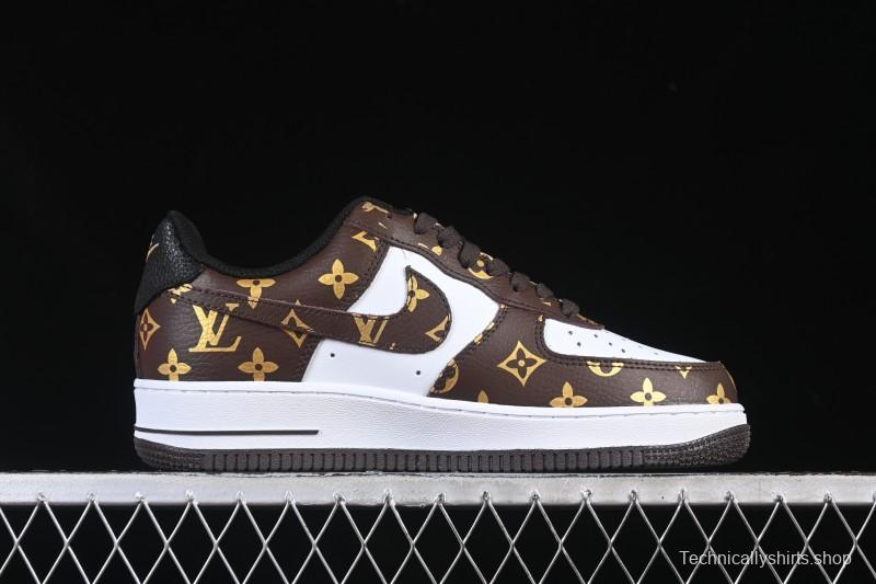 Nike Air Force 1 '07 Low LV Collaboration Classic White Brown Casual Sneakers - CZ3986-004