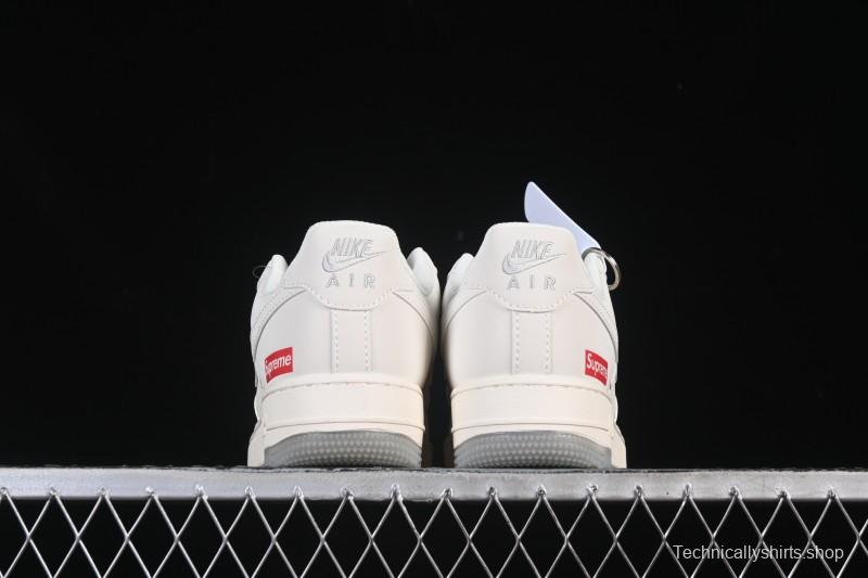 Nike Air Force 1 '07 Low Supreme Collaboration Beige Grey Crystal Sole Casual Sneakers - XX3168-178