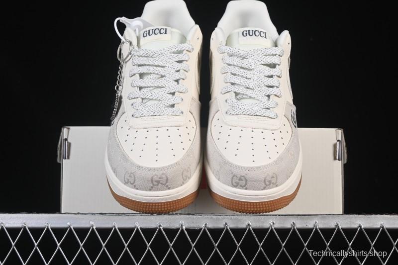 Nike Air Force 1 '07 Low Gucci Collaboration Smoke Grey Gum Low-Top Casual Sneakers - DK0188-084
