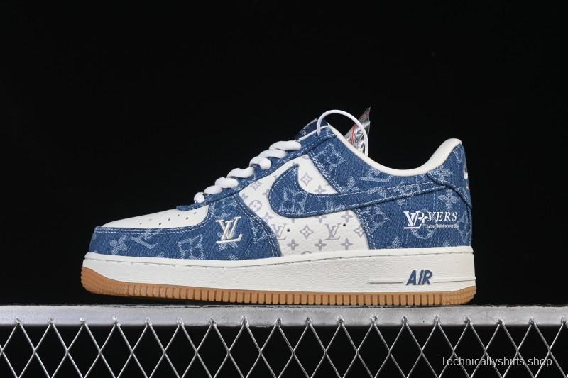 Nike Air Force 1 '07 Low LV Collaboration White Navy Blue Casual Sneakers - YF9511-813