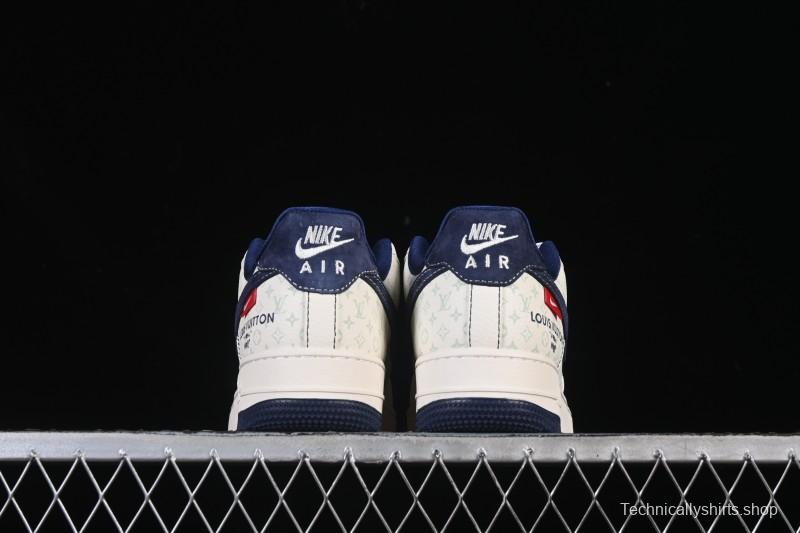 Nike Air Force 1 '07 Low LV Collaboration Print Light Blue Swoosh Casual Sneakers - MZ9588-817