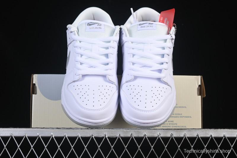 Nike Supreme x Dunk SB Dunk Low White Low-Top Casual Skate Shoes - HQ8487-100