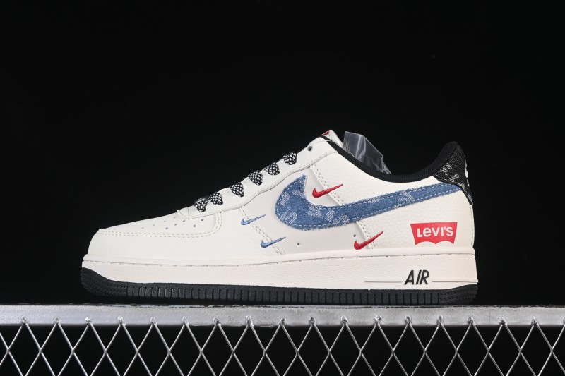 Nike Air Force 1 '07 Low Levi's Collaboration Light Blue Denim Four Swoosh Casual Sneakers - QW5606-261