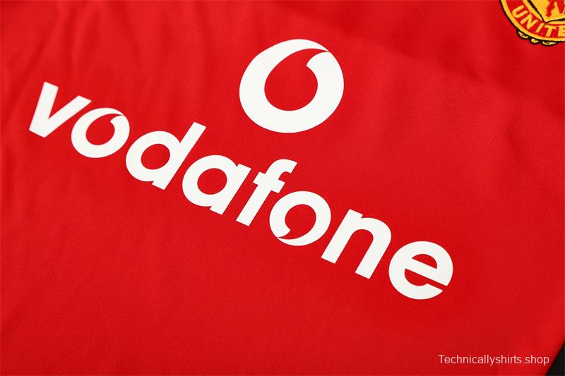 Retro 02/03 Manchester United Red Half Zipper Jacket+Long Pants