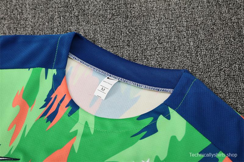 25/26 Brazil Blue Green Camouflage with XS Short Sleeve+Soccer Shorts