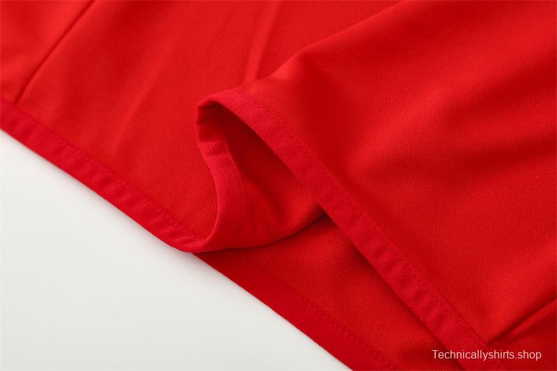 Retro 02/03 Manchester United Red Half Zipper Jacket+Long Pants