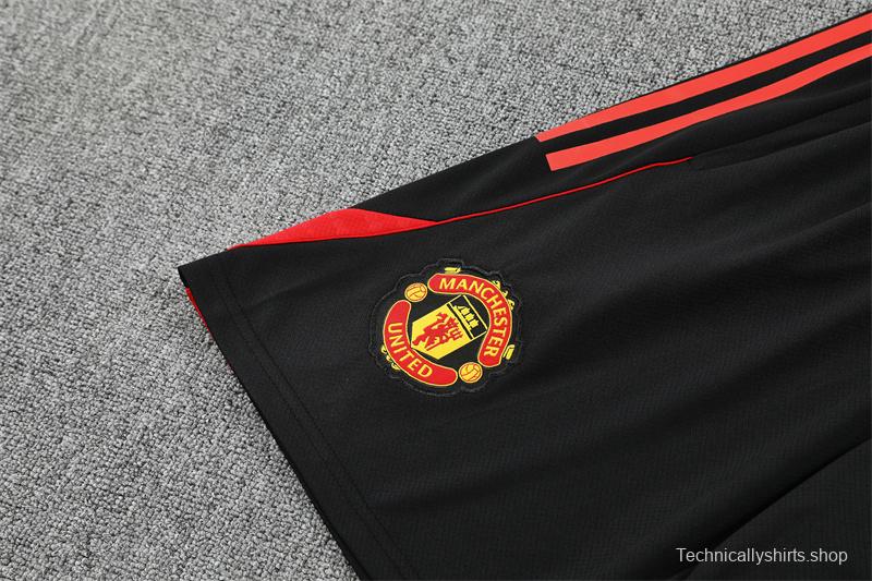 25/26 Manchester United Red Black Camouflage Short Sleeve Jersey+Shorts with XS
