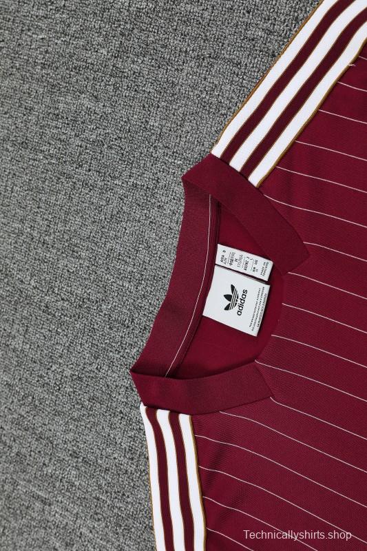25/26 Arsenal Adidas Original Wine Short Sleeve Jersey+Shorts