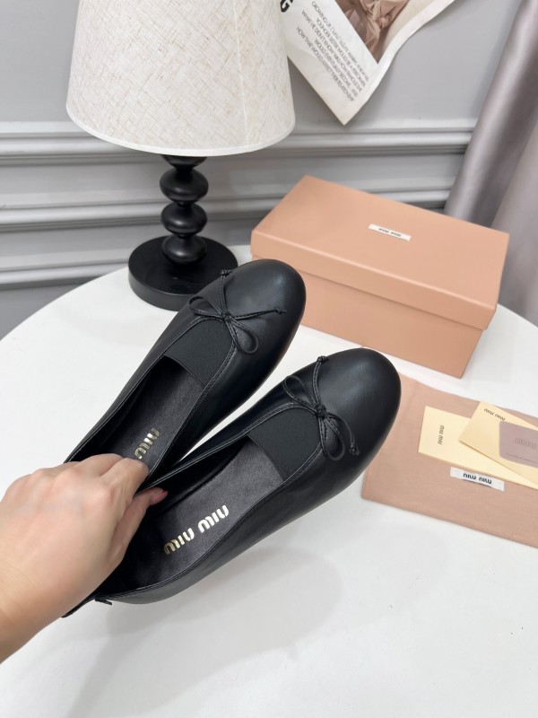Miu Miu Ballerina Flats with Bow Mary Jane Design - LY00260