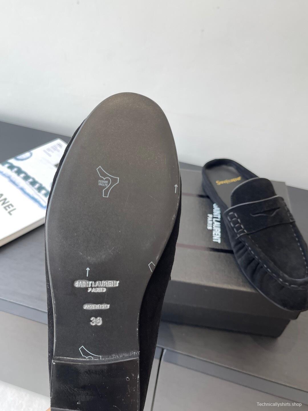 Saint Laurent Classic Loafer Mule Flat Shoes - KFY00320