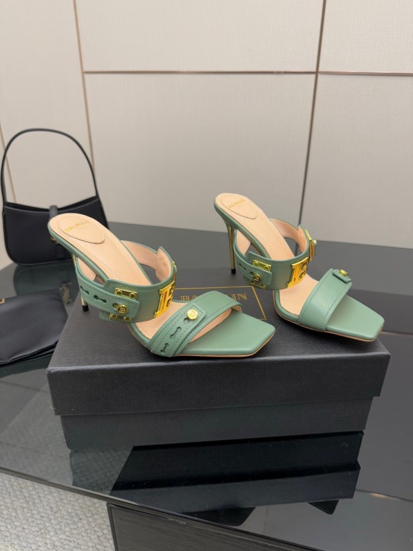 Balmain 2025 SS Metal Heel High Heel Sandals - KFY00320