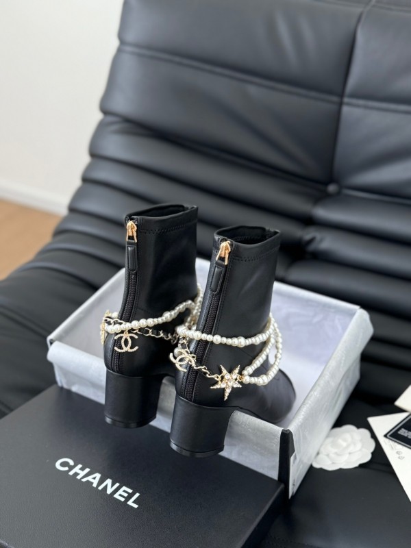 Chanel Pearl Collection Mary Jane Short Boots - LY00360
