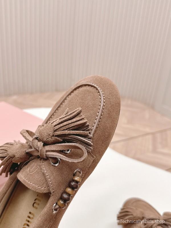 Miu Miu Fall/Winter 2025 Tassel Loafer Mule with Bead Accents - LY00330