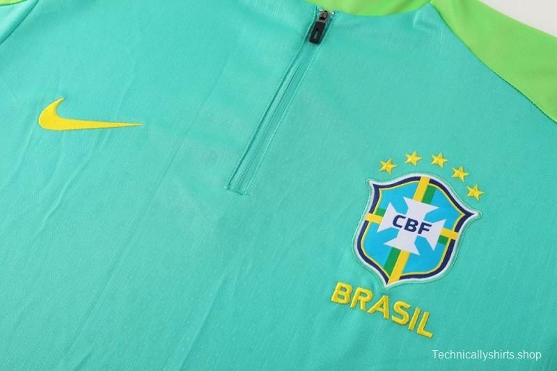 2025 Brazil Lake Green Half Zipper Jacket+Long Pants