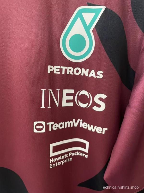 25/26 F1 Mercedes-AMG Petronas Burgundy with Black Floral Pattern Special Edition Jersey