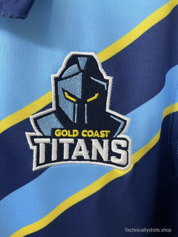 25/26 Gold Coast Titans Navy Blue with Sky Blue and Gold Chevrons Jersey