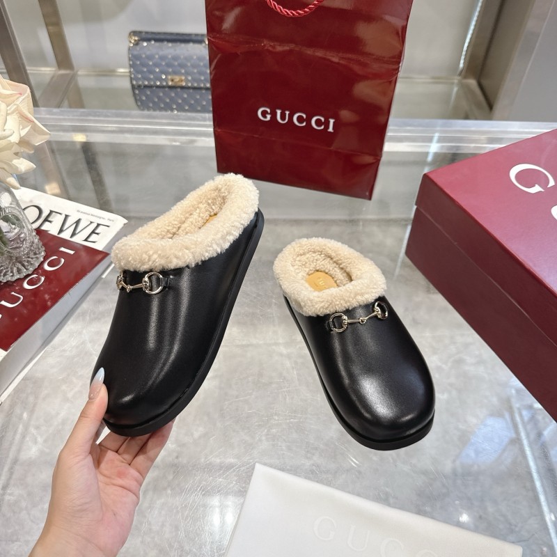 Gucci 2025 SS Autumn Winter New Suede Leather Horsebit Detail Women's Wool Loafers - LY00260