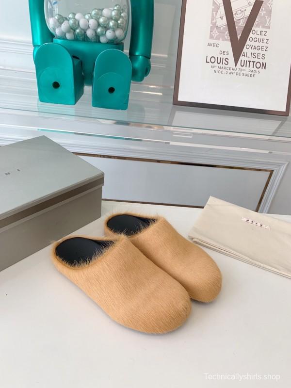 Marni 2025/SS Mule Shoes with Pony Hair Design - LY00