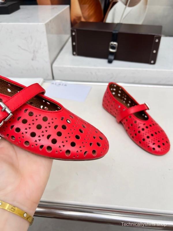 Alaia 2025/SS Perforated Ballet Flats - LY00320