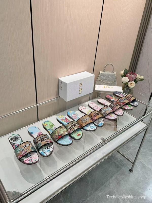 Dior 2025/ss Embroidered Monogram Slippers with Sheepskin Lining - LY00200/LY00240