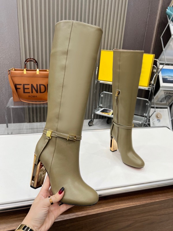 FENDI Delfina Round Toe Boots with FF Buckle - LY00520