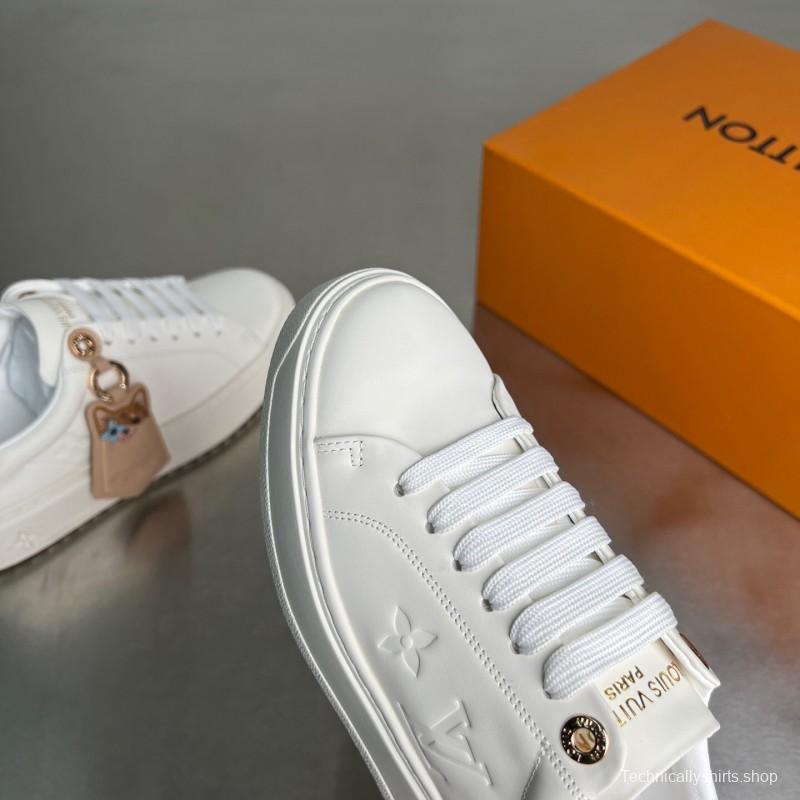 Louis Vuitton Takashi Murakami x LV Time Out Cherry Blossom Series Leather Round Toe Flat Low-Top Sneakers - YC