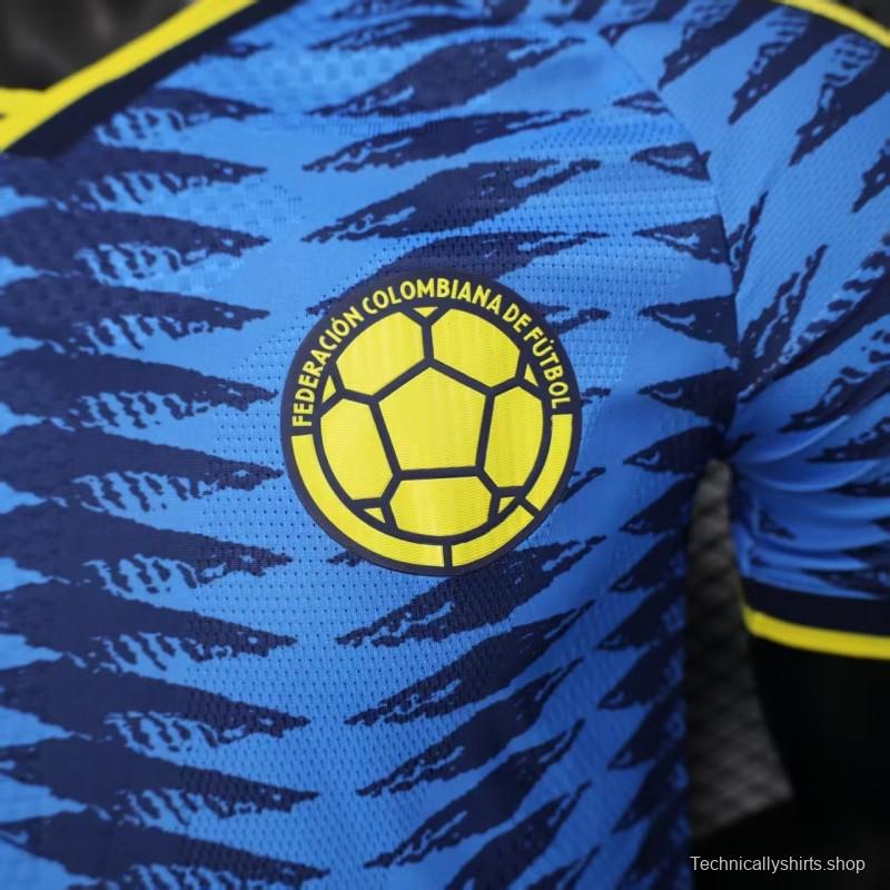 Player Version 2026 Colombia Away Blue with Zigzag Wave Pattern Jersey