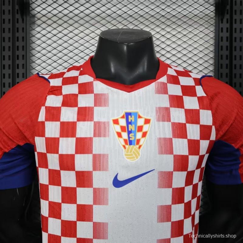 Player Version 2026 Croatia Home Red and White with Checkerboard Pattern Jersey