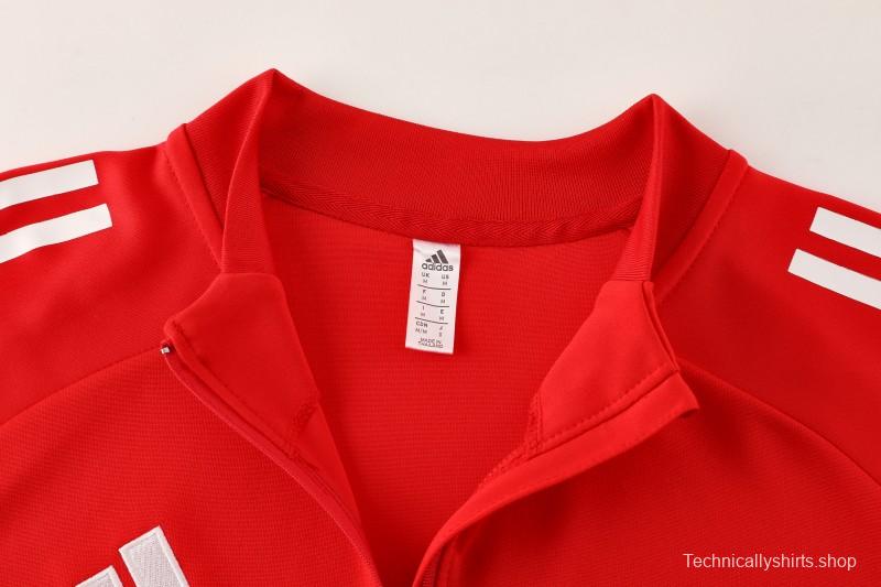 25/26  Adidas Red/White Full zipper Jacket Tracksuit+ long pants