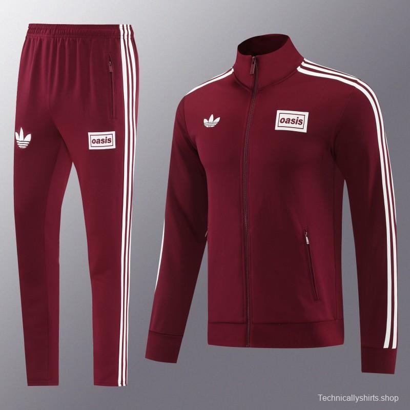 2026 Adidas x OASIS Wine Full Zipper Jacket + Long Pants