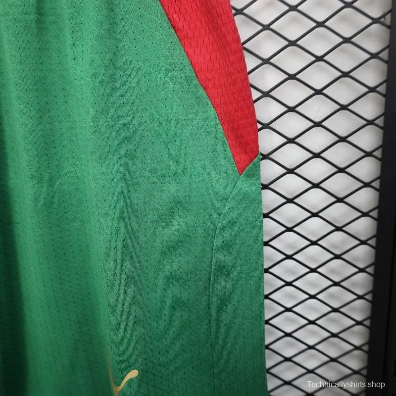 2026 Player Version Morocco Green with Red Side Panels Shorts