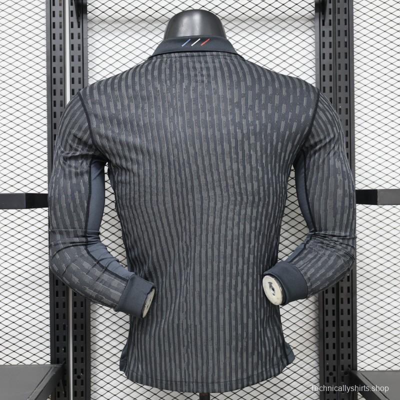 Player Version PSG 25/26 Paris Saint-Germain Black with Grey  Long Sleeve Jersey