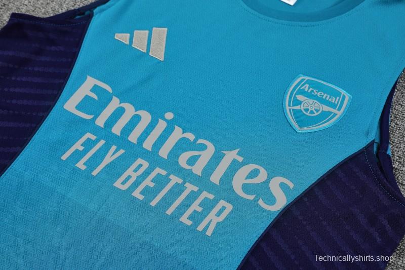 26/27 Arsenal Light Blue & Navy Blue Sleeveless Training Vest + Shorts