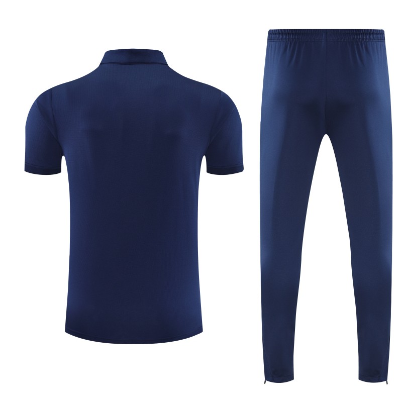 26/27 Paris Navy Blue Polo Training Shirt + Long Pants Tracksuit