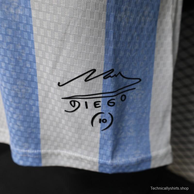 Player Version 2027 Argentina Home White & Light Blue Stripe Maradona Tribute Jersey
