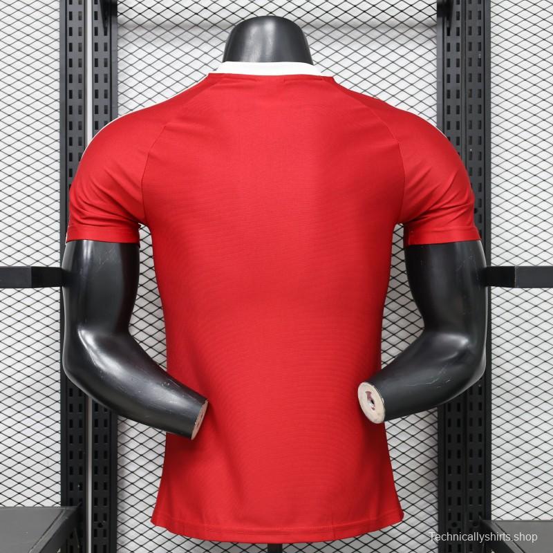 Player Version 26/27 Manchester United Red with White Three-Stripe Shoulders Jersey