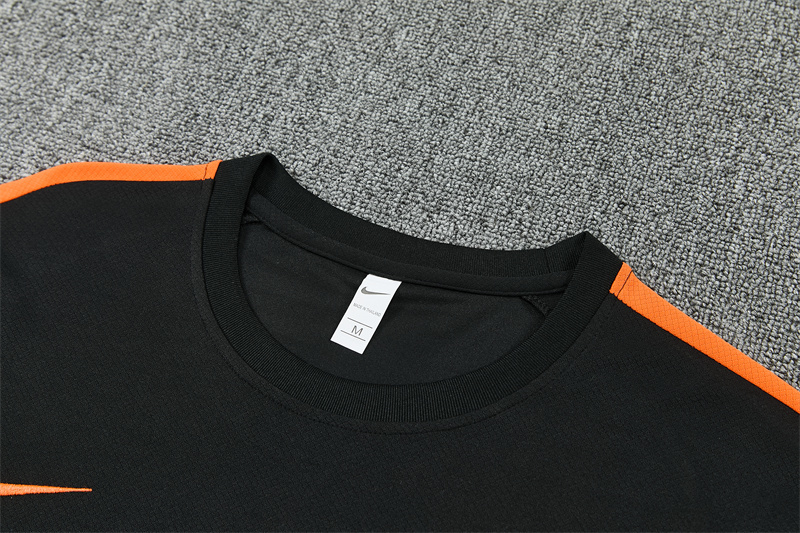 2026 Netherlands Black & Orange  Short Sleeve+Soccer Shorts