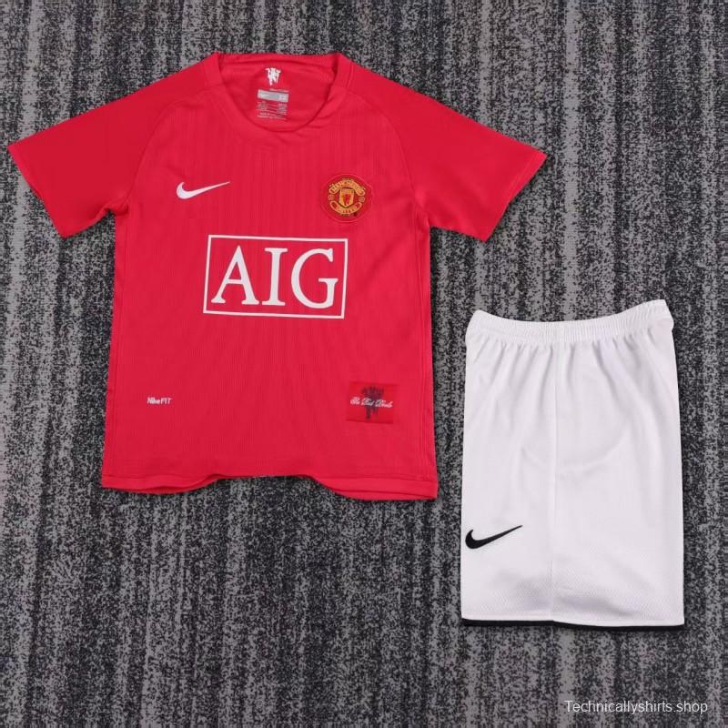 Retro Kids 07/08 Manchester United Home Jersey