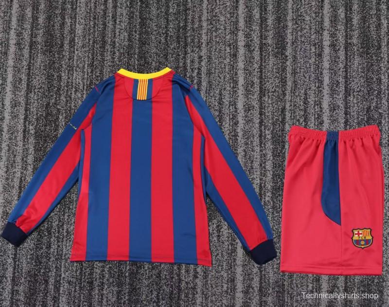Retro Kids 10/11 Barcelona Red Blue Home Long Sleeve Jersey