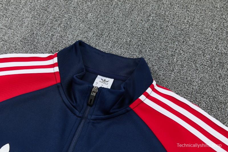 26/27 Bayern Munich Navy Blue & Red & White Full Zipper Jacket Tracksuit + Long Pants